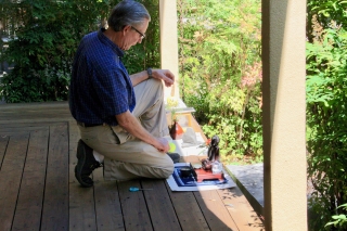 Dave creating altar